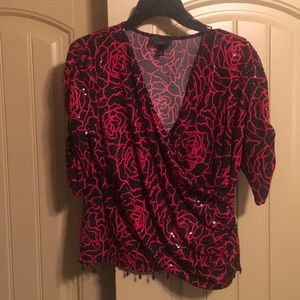 Red Sequin Blouse